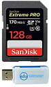 【中古】【輸入品 未使用】SanDisk 128GB SDXC SD Extreme Pro Memory Card Works with Canon EOS R カンマ RP カンマ M カンマ M10 Mirrorless Camera Class 10 UHS-I (SDSDXXY-
