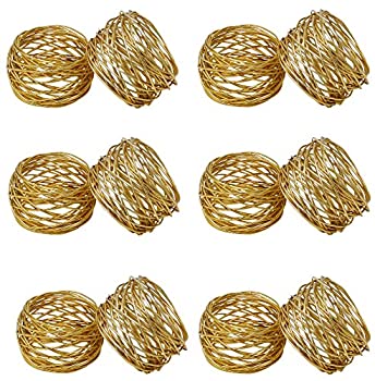 šۡ͢ʡ̤ѡ(Set of 12%% Gold) - Set of 12 Gold Round Mesh Napkin Rings