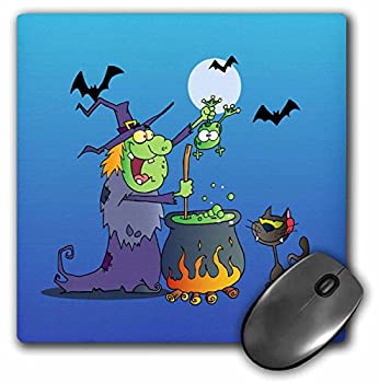 【中古】【輸入品・未使用】3dRose LLC 8 x 8 x 0.25 Inches Mouse Pad%カンマ% Funny Crazy Witch Preparing A Potion with A Frog in A Cauldron Silly Halloween Holiday Ca