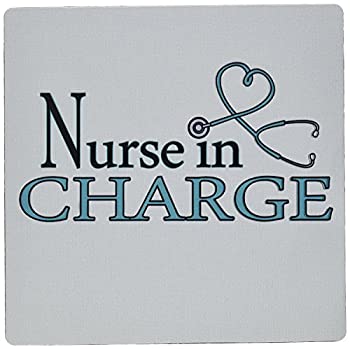 3dRose LLC 8 x 8 x 0.25 Inches Mouse Pad%カンマ% Nurse in Charge Blue Heart Stethoscope - (mp_181848_1) 