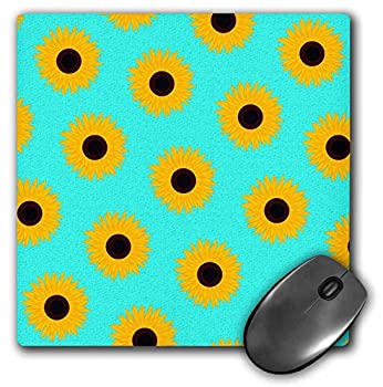 【中古】【輸入品・未使用】3dRose LLC 8 X 8 X 0.25 Inches Simply Sunflowers Print Aqua Blue Background Mouse Pad (mp_24640_1) [並行輸入品]