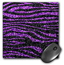 【中古】【輸入品・未使用】3Drose LLC 8 X 8 X 0.25 Inches Mouse Pad%カンマ% Purple and Black Zebra Stripe Print Faux Bling Photo Not Actual Glitter Glittery Sparkles