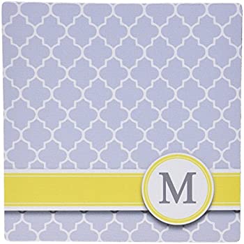 楽天ムジカ＆フェリーチェ楽天市場店【中古】【輸入品・未使用】3drose Your Personal Name Initial Letter M - Monogrammed Grey Quatrefoil Pattern - Personalized Yellow Gray - Mouse Pad [並行輸入品]