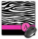 【中古】【輸入品 未使用】3dRose LLC 8 x 8 x 0.25 Inches Mouse Pad カンマ Letter A Monogrammed on Black and White Zebra Stripes Animal Print with Hot Pink Personal