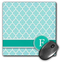 【中古】【輸入品・未使用】3dRose Personal Letter F Aqua Blue quatrefoil%カンマ% Teal Turquoise Mint Mouse Pad%カンマ% 8' x 8' (mp_154546_1) [並行輸入品]