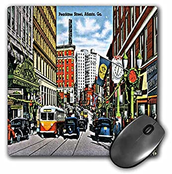 3dRose LLC 8 x 8 x 0.25 Inches Mouse Pad%カンマ% Peachtree Street Atlanta Georgia with Antique Cards and People (mp_169764_1) 