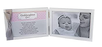 yÁzyAiEgpzGoddaughter Love%J}% Grow in Faith Poem White Double Hinged 4 x 6 Photo Frame with Ribbon [sAi]