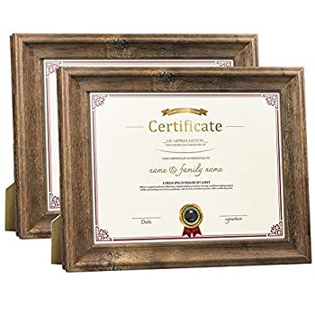 【中古】【輸入品 未使用】Dreamyard 2-Pack 8.5x11 Document Picture Frames Set Brown Wood Diploma Certificate Award Photo Frame for Tabletop Stand or Wall Hanging