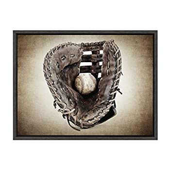 【中古】【輸入品・未使用】DesignOvation Sylvie Vintage Baseball Glove Framed Canvas Wall Art by Shawn St. Peter%カンマ% 18x24 ..