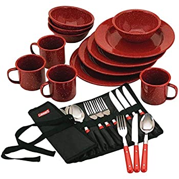 yÁzyAiEgpzColeman Speckled Enamelware e[uEFAZbg Dining Kit (Red) [sAi]