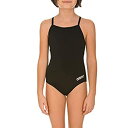 【中古】【輸入品・未使用】arena Girl's Master MaxLife Sporty Thin Strap Racer Back One Piece%カンマ% Black/Metallic Silver%カンマ% Size 8Y/24