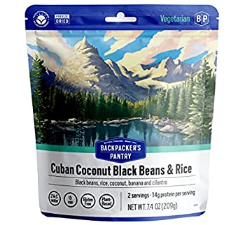 yÁzyAiEgpzBackpacker's Pantry Cuban Coconut Rice & Black Beans%J}% 2 Servings Per Pouch%J}% Freeze Dried Food%J}% 14 Grams of Protein%J}% Veg