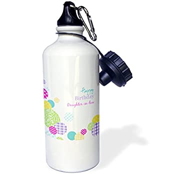 yÁzyAiEgpz3dRose wb_165133_1 Happy Birthday Daughter-In-Law-Modern Colorful Dots Pattern on White Sports Water Bottle%J}% 21 oz%J}% White by 3d