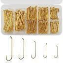 【中古】【輸入品・未使用】JSHANMEI 350pcs/box Silver Fly Hooks Long Shank Streamer Fly Tying Fishing Hooks Set(4)
