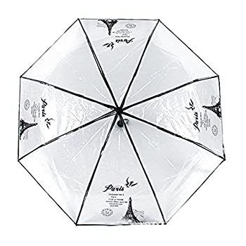 【中古】【輸入品・未使用】WerFamily 透明 コンパクト 折りたたみ傘 エッフェル塔パターン