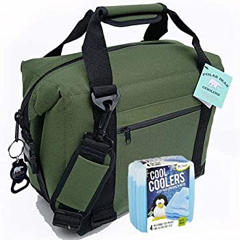 【中古】【輸入品・未使用】Polar Bear Coolers ナイロンシリーズソフトクーラートートサイズ12パックグリーン＆フィット＆フレッシュクールクーラースリムアイス4パック（