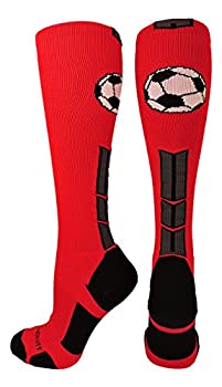 【中古】【輸入品・未使用】MadSportsStuffサッカーボールロゴover the calf Socks複数色 L レッド