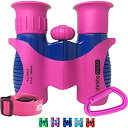 【中古】【輸入品 未使用】(Pink/Blue) - Kids Binoculars Shock Proof Set - 8x21 High Resolution for Bird Watching - Real Educational Learning Play Toys - Birthday