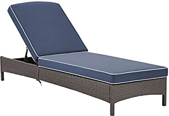 šۡ͢ʡ̤ѡCrosley Furniture Palm Harbor Outdoor Wicker Chaise Lounge with Navy Cushions - Grey 141¹͢