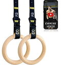 【中古】【輸入品・未使用】Double Circle 体操用木製リング+コンペティションストラップ&Eブック - ジム、クロスフィット、ボディウェイトトレーニング用の体操器具、高