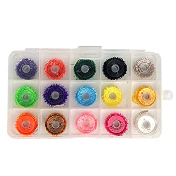 yÁzyAiEgpz(A.15 colors with a packing box) - Riverruns Crystal Tinsel Chenille Thread Flash Cactus Chenille Fly Tying Thread Material for Streame