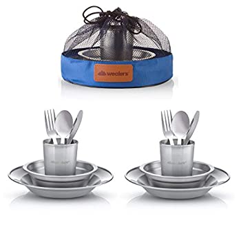 yÁzyAiEgpzWealers Unique Complete Messware Kit Polished Stainless Steel Dishes Set| Tableware| Dinnerware| Camping| Buffet| Includes - Cups | Pla