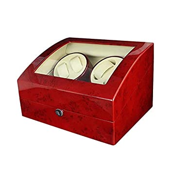 【中古】【輸入品・未使用】木製自動時計ワインダー10個の時計用4 + 6収納ボックス-赤+ベージュ