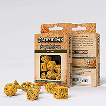 【中古】【輸入品・未使用】Q-Workshop Polyhedral 7-Die Set: Pathfinder Serpent's Skull Dice Set (7) Gold & Green Snake Skin Design [並行輸入品]