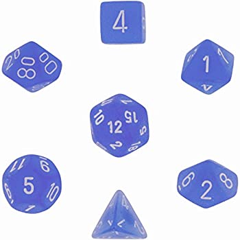 ホビー, その他 ChessexChessex Dice: Polyhedral 7Die Frosted Dice Set Blue wwhite 27406 