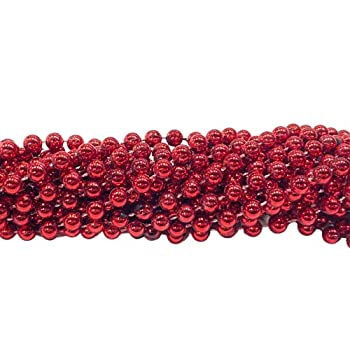 šۡ͢ʡ̤ѡ[ޥǥӡ]Mardi Gras beads 33 inch 07mm Round Metallic Red 6 Dozen 6D733RED [¹͢]