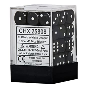 【中古】【輸入品 未使用】 Chessex Chessex Black with White Dice Block カンマ 12mm D6 25808CHX 並行輸入品