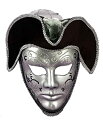 【中古】【輸入品・未使用】ハロウィン ベネチアン マスク 帽子付き黒のヴェネチアンマスク ハロウィン 雑貨 グッズ シルバー・ブラック