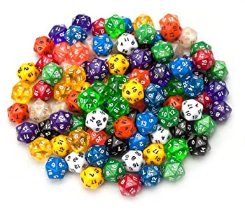 yÁzyAiEgpz100+ Pack of Random D20 Polyhedral Dice in Multiple Colors By Wiz Dice [sAi]