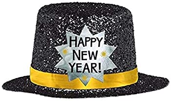 yÁzyAiEgpz(5.1cm%J}% Black) - Amscan Rocking New Year's Party Mini Glitter Top Hats Accessory%J}% Black%J}% 5.1cm