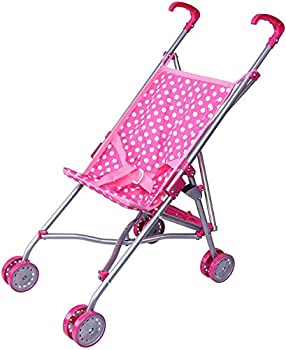 【中古】【輸入品 未使用】 プレシャストイズ Precious toys Pink and White Polka Dots Umbrella Doll Stroller with Hot Pink Handles and Silver Frame 0128B 並行輸入