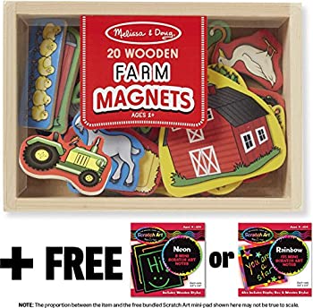 【中古】【輸入品・未使用】[メリッサ ・ ダグ]Melissa & Doug Farm Wooden 20 MagnetsinaBox Gift Set + FREE Scratch Art MiniPad Bundle [] 2791 [並行輸入品]