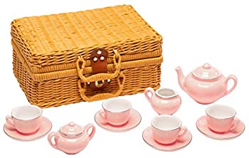 楽天ムジカ＆フェリーチェ楽天市場店【中古】【輸入品・未使用】（pink） - MMP Living Children's 13 Piece Porcelain Play Tea Set with wicker style basket - Pink