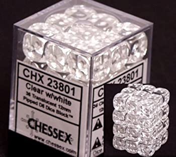 šۡ͢ʡ̤ѡChessex Dice d6 Sets: Clear with White Translucent - 12mm...