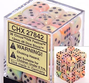 šۡ͢ʡ̤ѡChessex Dice d6 Sets: Festive Circus with Black - 12mm Si...