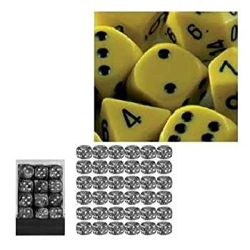 【中古】【輸入品 未使用】Chessex Opaque 12mm d6 Yellow w/Black Dice Block 36 Dice 並行輸入品