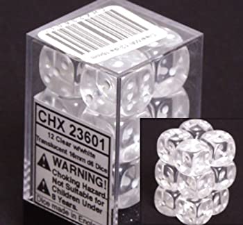 ホビー, その他 Chessex Dice d6 Sets: Clear with White Translucent - 16mm Six Sided Die (12) Block of Dice 