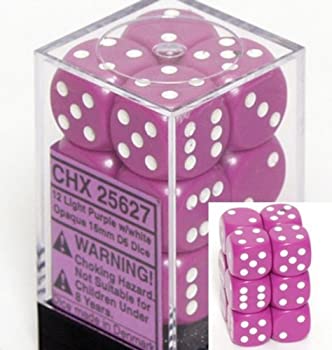 ホビー, その他 Chessex Dice d6 Sets: Opaque Light Purple with White - 16mm Six Sided Die (12) Block of Dice 