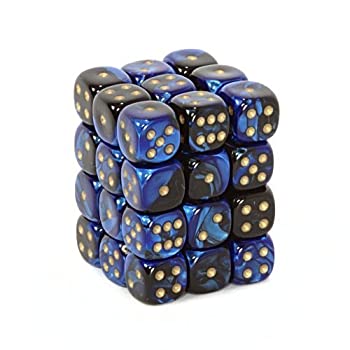 šۡ͢ʡ̤ѡChessex Dice d6 Sets: Gemini Black & Blue with Gold - 12m...