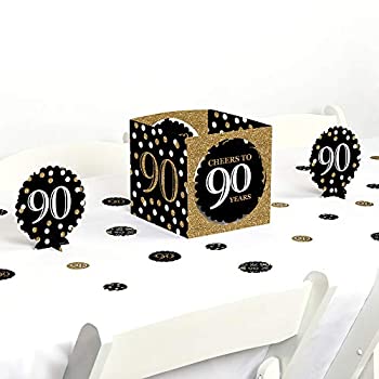 yÁzyAiEgpzAdult 90th Birthday - Gold - Birthday Party Table Decorating Kit