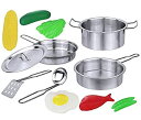 yÁzyAiEgpzClick N' Play 12 Piece Mini Stainless Steel Pots and Pans Cookware Pretend Playset With Play Food