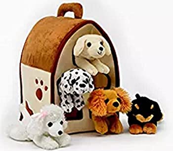 Plush Dog House -Five (5) Stuffed Animal Dogs (Dalmation%カンマ% Yellow Lab%カンマ% Rottweiler%カンマ% Poodle%カンマ% Cocker Spaniel) in Play Dog H