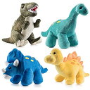 【中古】【輸入品・未使用】Prextex 高品質 フラシ天恐竜4体パック 長さ10インチ 子どもへのプレゼントに最適 ぬいぐるみ詰め合わせ 素晴らしいクリスマス...