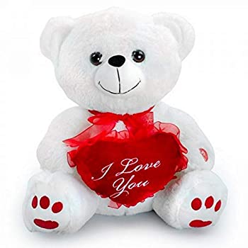 【中古】【輸入品 未使用】White 30cm Plush Teddy Bear with ダブルクォーテ I Love You ダブルクォーテ Heart Pillow