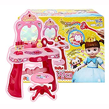 【中古】【輸入品・未使用】KONGSUNI Princess Mirror Table & Stool Pretend Play Makeup Fan Magic Bar Melody KONGSUNIプリンセスミラーテーブルとスツールのふり遊びメ