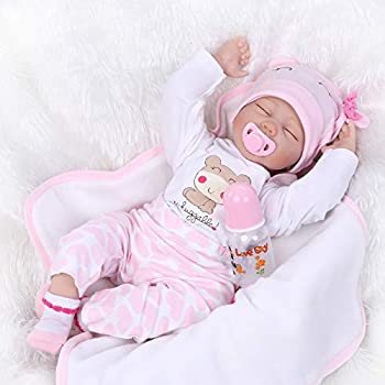 【中古】【輸入品・未使用】NPK人形RebornベビーガールSleeping22インチRealisticソフトSiliconeビニールLifelikeハンドメイドWeightedベビー幼児用ギフトピンクOutfitGif